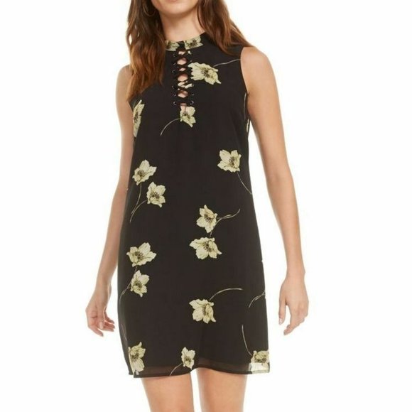 BAR III Lace-up Floral Mini Shift Dress - Size 14 NWOT - Picture 3 of 3